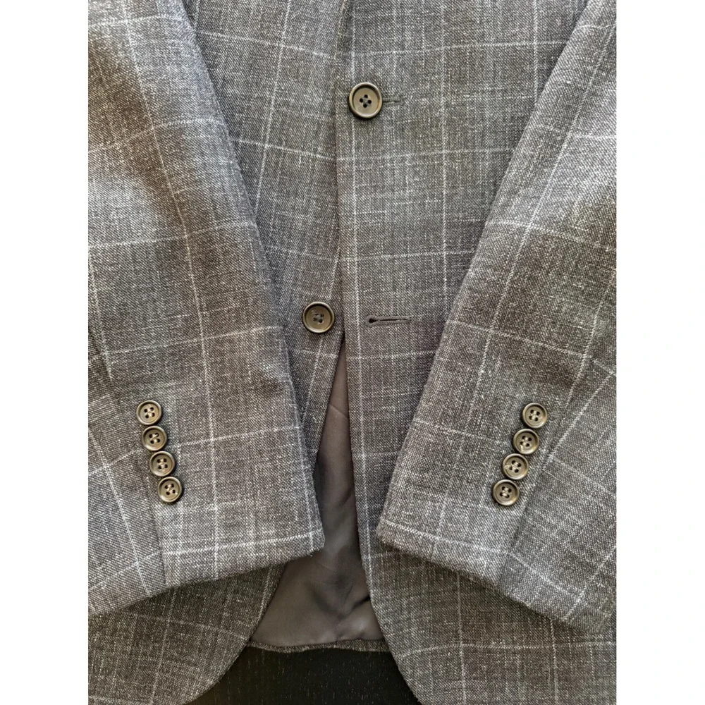 Jos. A. Bank Tailored Fit Sport Coat Mens 42L Blue Wool Silk Linen Blazer Jacket - Picture 10 of 16